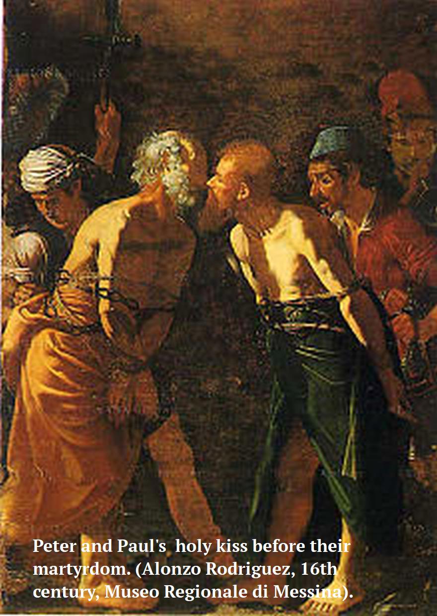 painting of Peter and Paul and holy kiss - Middle Ages