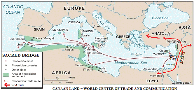 map of Tyre and Sidon, Phoenicia, and Israel and Judah 