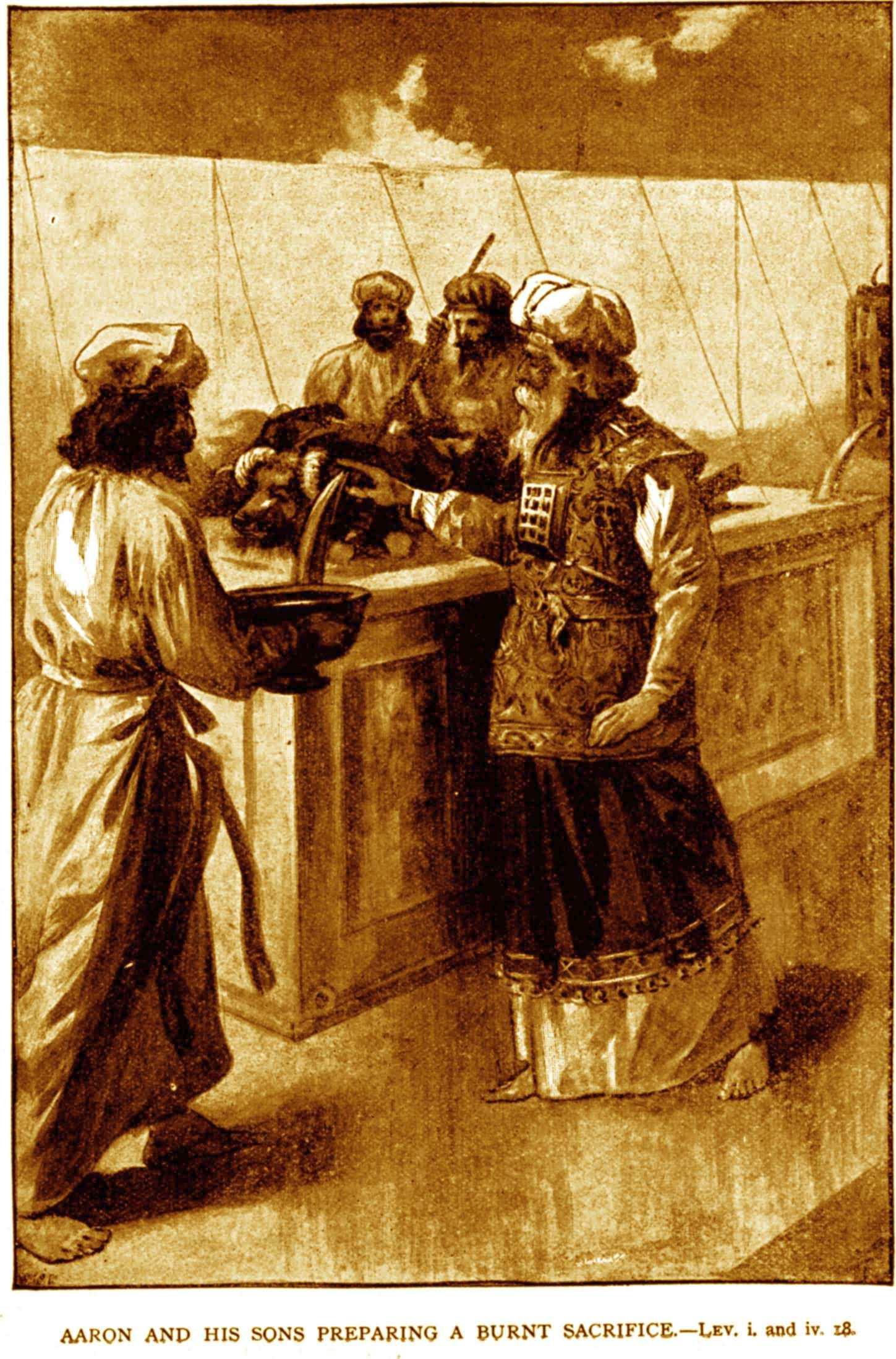 Aaron and sons offer a burnt  sacrifice illustration