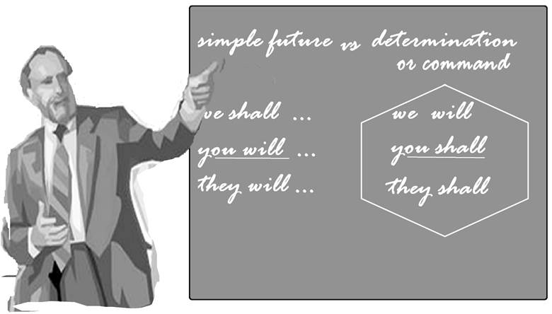 teacher and illustration of use of shall & will