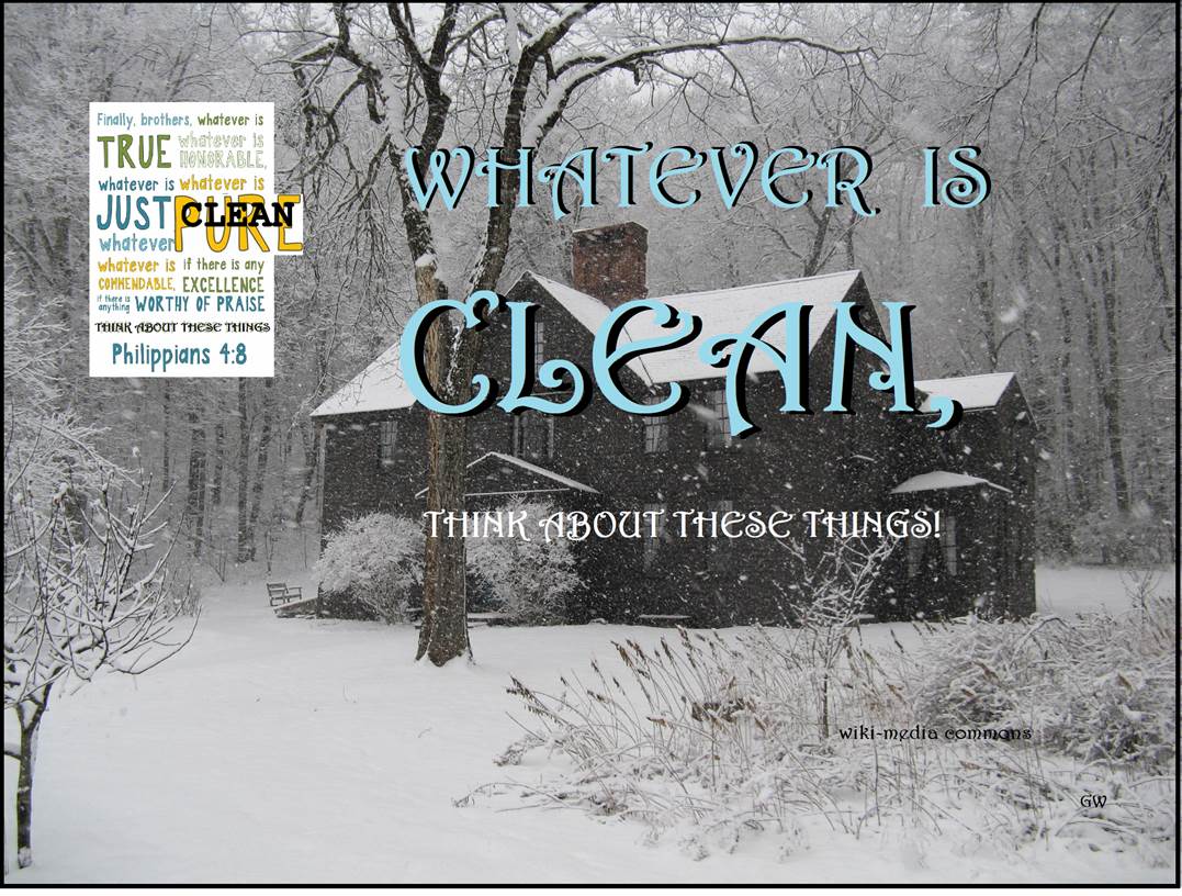 house in snow and thinking clean and pure things