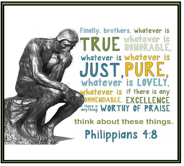 statue thinker and list of what Christians are to think on